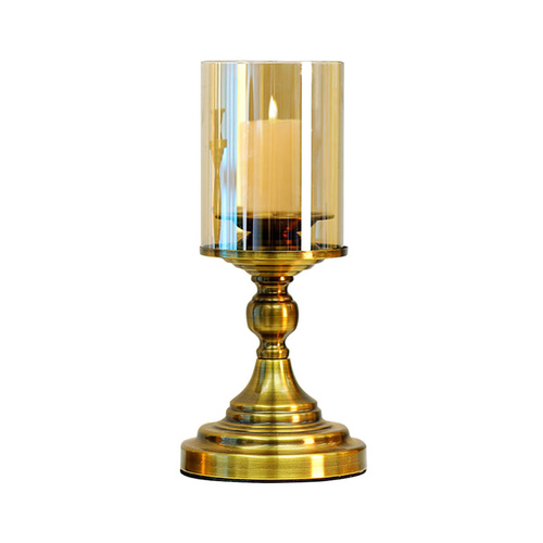 Gold Nordic Deluxe Candlestick Candle Holder Stand Pillar Glass Iron
