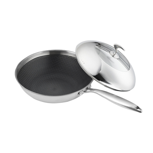 18 10 Stainless Steel Fry Pan 30cm Frying Pan Top Grade Cooking Non Stick Interior Skillet with Lid
