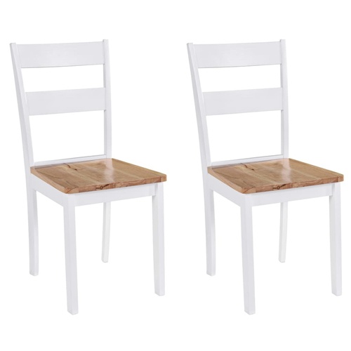 Dining Chairs White Solid Rubber Wood