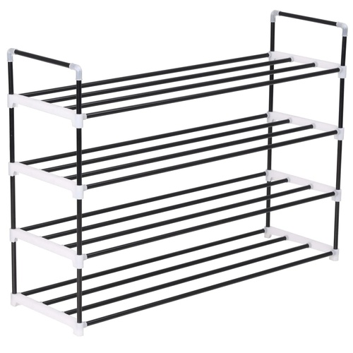 Shoe Rack with Metal and Plastic Black