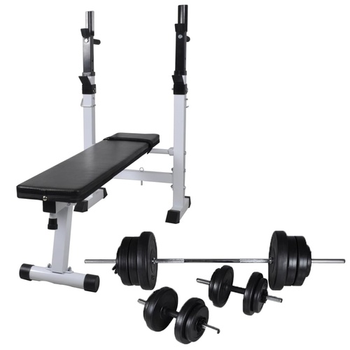 Workout Bench with Weight Rack Barbell and Dumbbell Set Exercise Benches