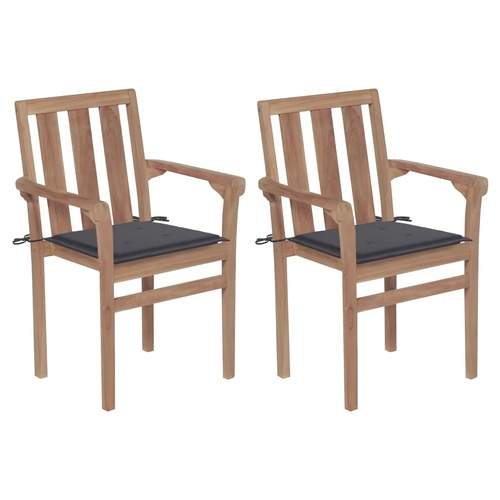 Garden Chairs with Cushions Solid Teak Wood