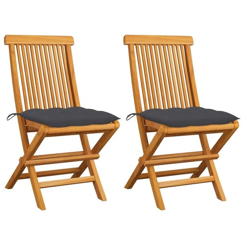 Garden Chairs with Cushions Solid Teak Wood