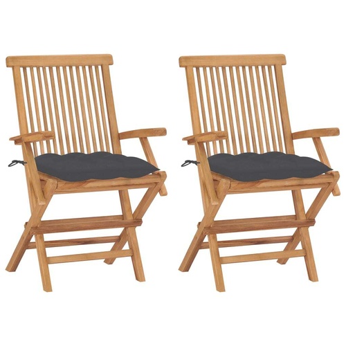 Garden Chairs with Cushions Solid Teak Wood