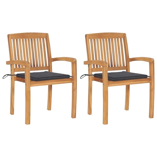 Garden Chairs with Cushions Solid Teak Wood