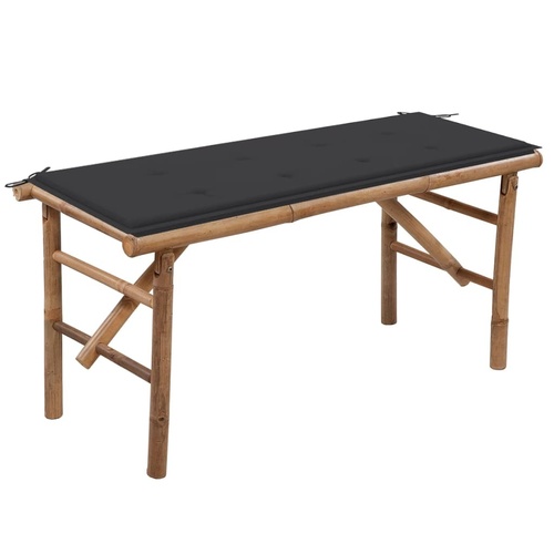 Folding Garden Bench with Cushion Bamboo