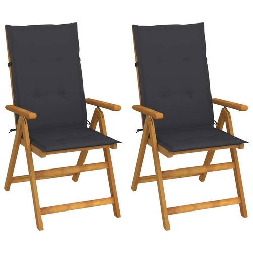 Garden Reclining Chairs with Cushions Solid Acacia Wood