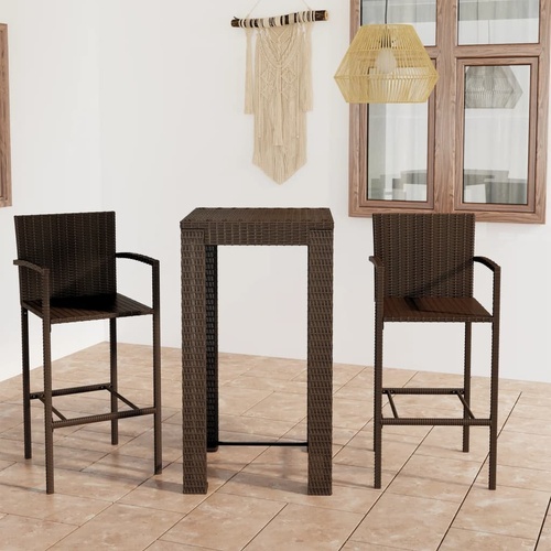 Outdoor Bar Set with Armrest Poly Rattan