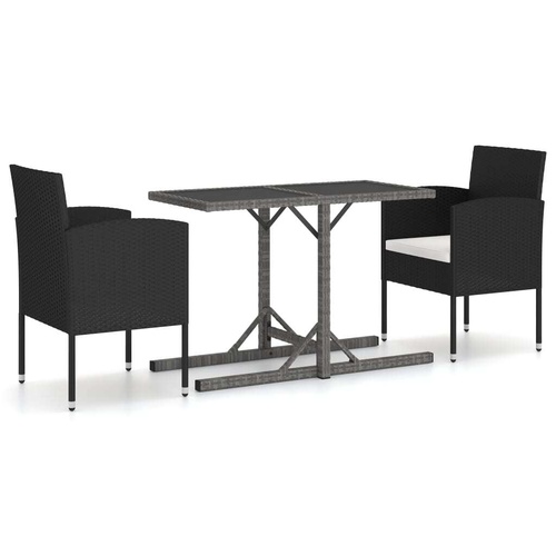 3 Piece Garden Dining Set Poly Rattan