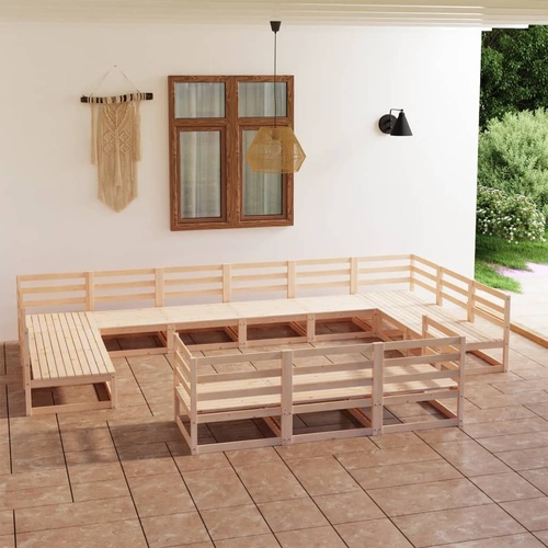 13 Piece Garden Lounge Set Solid Pinewood