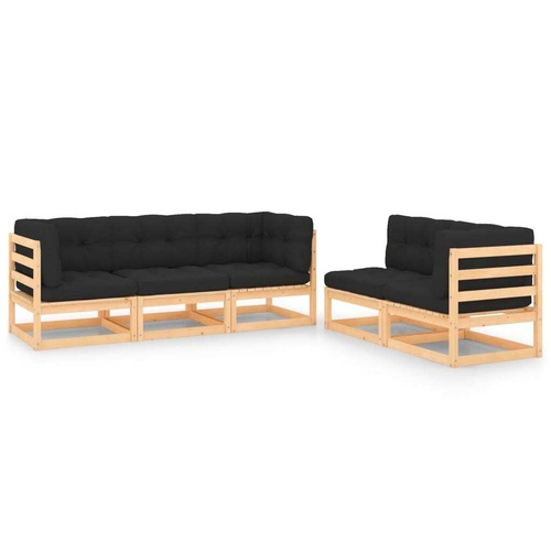 Garden Lounge Set with Cushions Solid Pinewood