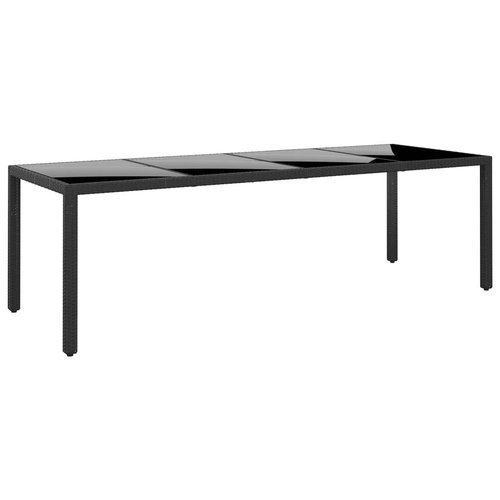 Garden Table 250x100x75 cm Tempered Glass and Poly Rattan