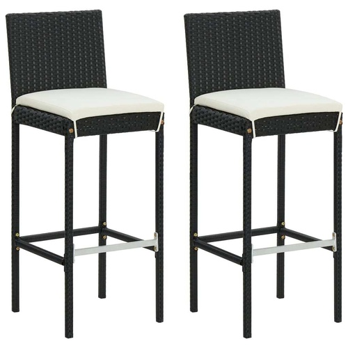 Garden Bar Stools with Cushions Poly Rattan