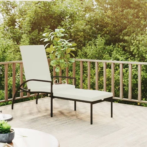 Sun Lounger with Footrest PE Rattan