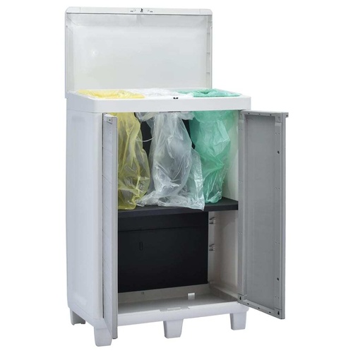 Garden Dustbin with 3 Bags 65 by 38 by 102 cm Grey