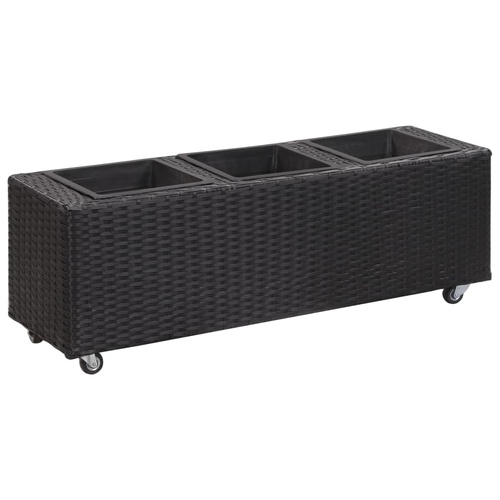 Garden Raised Bed with Pots Poly Rattan 80 by 22 by 79 cm