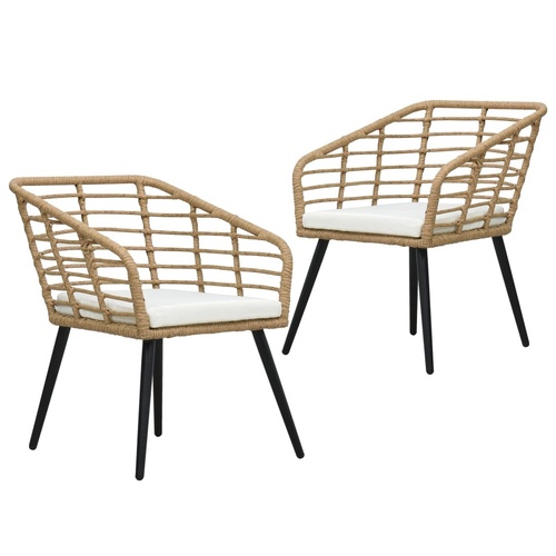 Garden Chairs with Cushions 2 pcs Poly Rattan
