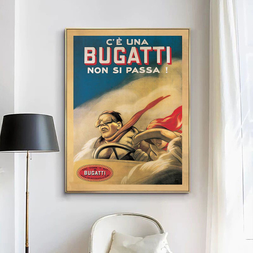 Wall Art Bugatti Gold Frame Canvas