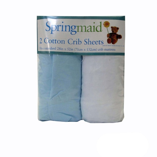 2 Piece of Baby Cot Cotton Fitted Sheet White