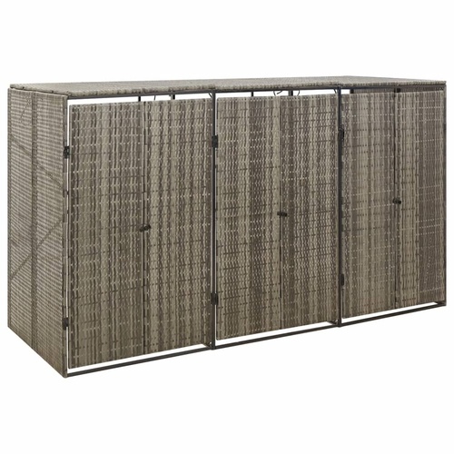 Triple Wheelie Bin Shed Poly Rattan