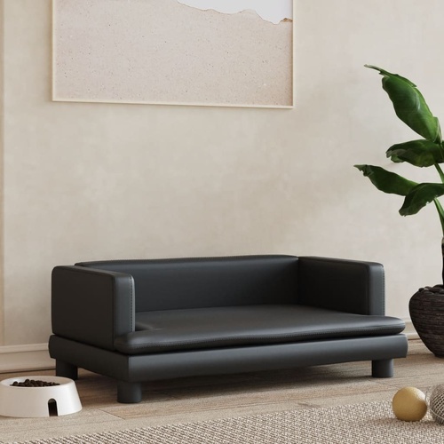 Dog Bed Black Faux Leather