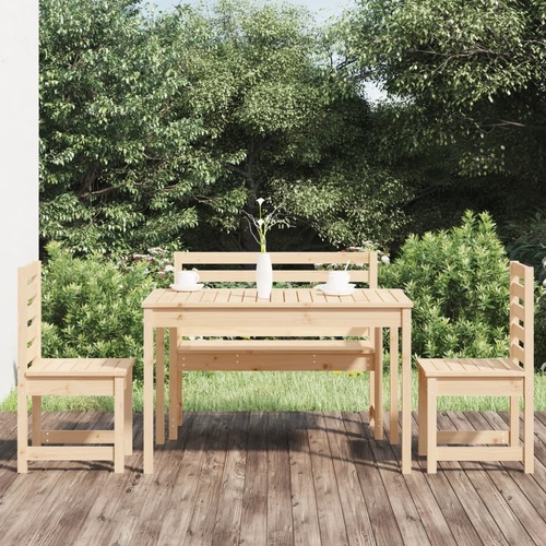 4 Piece Garden Dining Set Solid Pine Wood