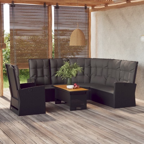 3 Piece Garden Lounge Set with Cushions Poly Rattan