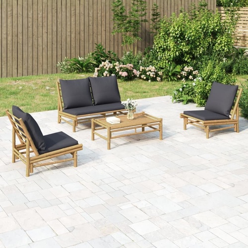 Garden Lounge Set with Cushions Bamboo