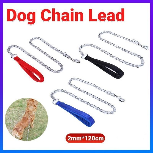 120Cm Pet Dog Puppy Padded Handle Metal Chain Dog Leash