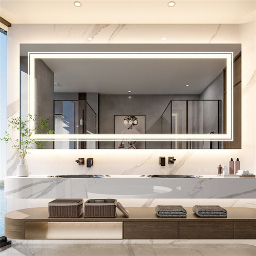 Interior Ave - LED Rectangle Frameless Salon Bathroom Wall Mirror