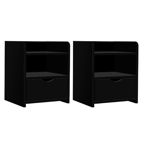 2X Bedside Table 1 Drawer with Shelf