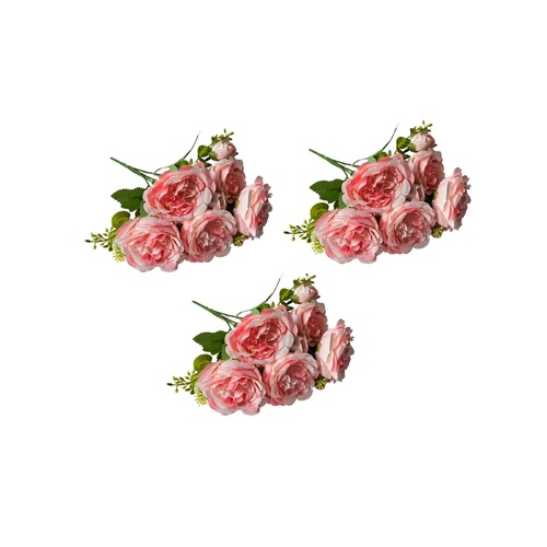 Artificial Rose Bunch ‚Äö√Ñ√¨ 31cm (Set of 3 Stems, 4 Flowers Each)