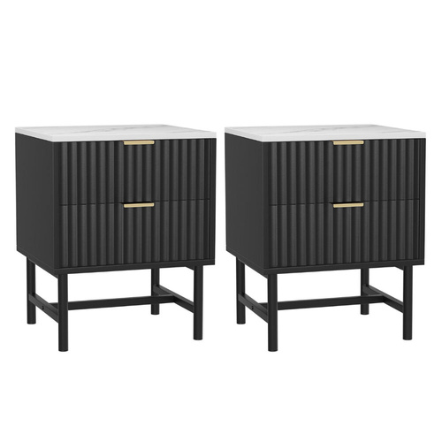 2x Bedside Table 2 Drawers