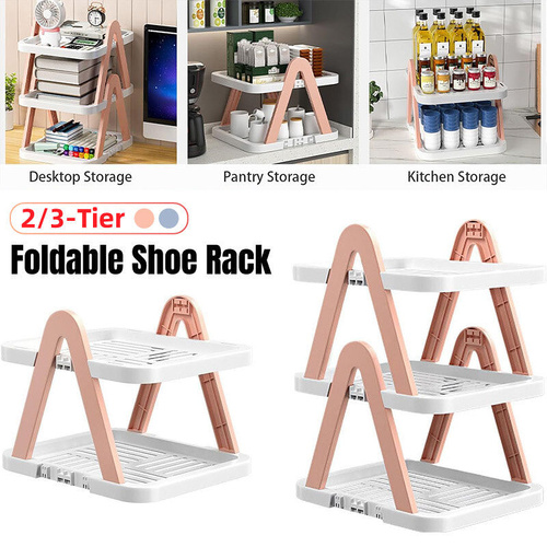 2 3 Tier Removable Shoe Rack Folding Storage Shelving Unit Simple Space Saving Organizer
