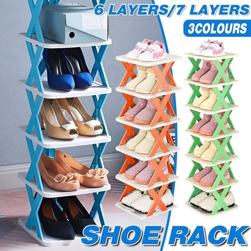 6 7 Tier Shoe Rack Space Saving Small Shoe Cabinet Storage Shelving Unit Organizer