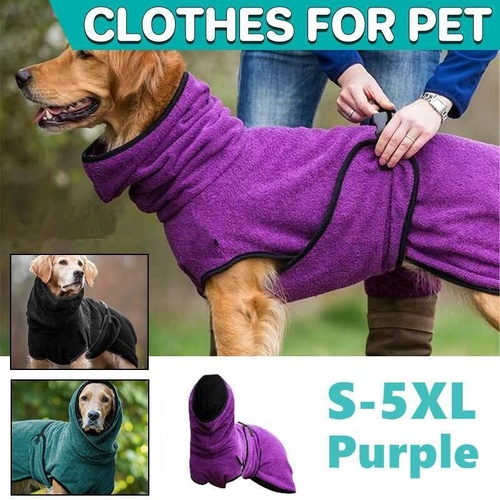 Dog Puppy HoodiesJacket Solid Coat Pet Winter Soft Warm Clothes S-5XL Purple