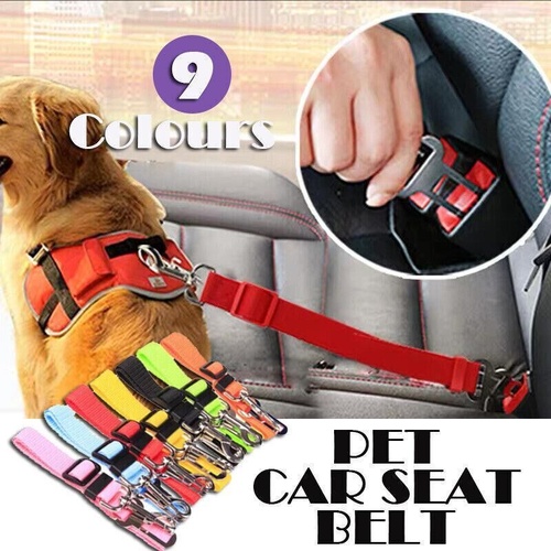 Adjustable Pet Harness Lead for Car Travel with Clip Attachment Nylon Restraint Strap