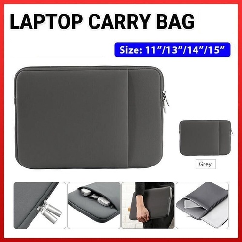 Grey Laptop Macbook Notebook Sleeve Bag Travel Carry Case Cover For 11 13 14 15 Inch Lap Top