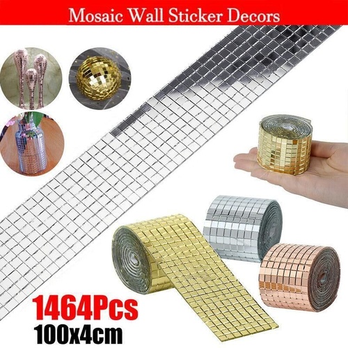 Diy Mini Mosaic Tiles Self-Adhesive Square Mirror Glass Wall Sticker Decors