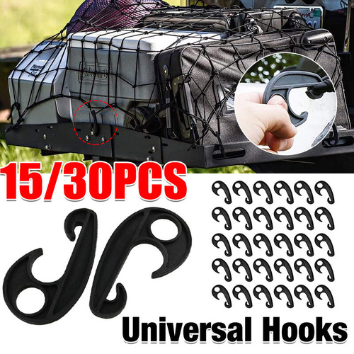 15 30pcs Heavy Duty Luggage Net Hooks Cargo Tie Down Straps Bungee Cord Clips