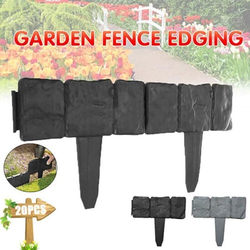 20pcs Garden Fence Edging Plastic Lawn Border for Outdoor Yard Flower Bed