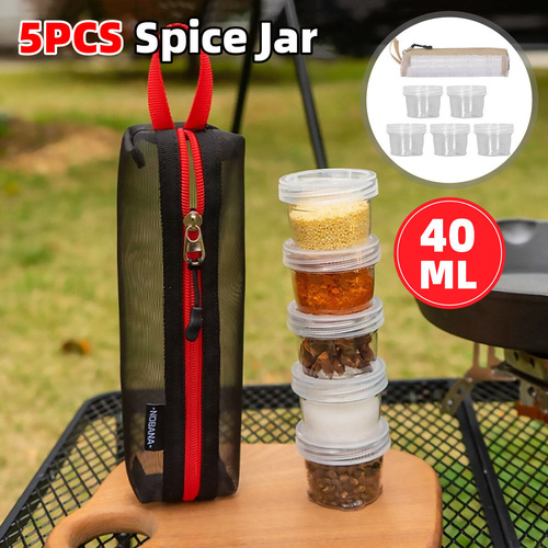 5PCS Outdoor Camping Spice Container Set Travel BBQ Seasoning Storage Box Use