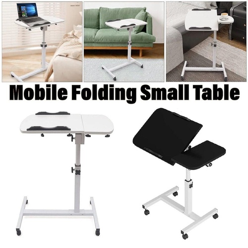 Adjustable Folding Computer Desk Stand Floor-Standing Movable Bedside Table
