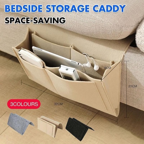 Bedside Storage Caddy Hanging Organizer Pocket Bag for Phone Remote Book