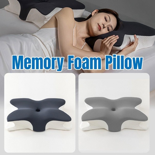 Memory Foam Butterfly Pillow Neck Support Slow Rebound Cervical Pillow Grey