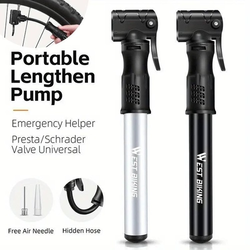 Portable Bicycle Pump Mini Inflatable Tube Pump Tire Inflator for Bike Cycling