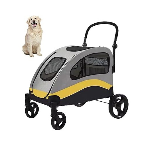 Large Dog Stroller Foldable Pet Pushchair with Doors