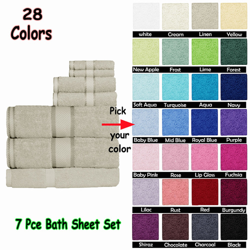 Kingtex 550gsm Cotton 7 Pce Bath Sheet Set