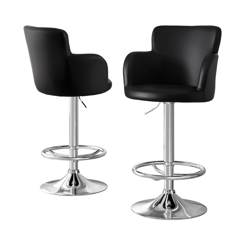 2x Leather Bar Stools Swivel Adjustable Gas Lift PU Counter Chairs