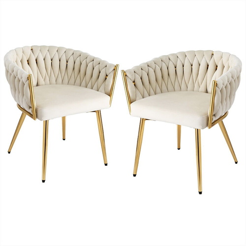 1 Set of 2 Dining Chairs Velvet Armchair